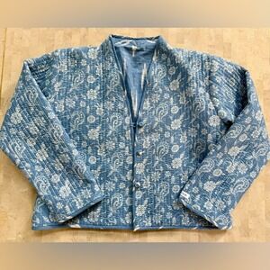 Beau & Ro Women's Nantucket Cropped Quilted Jacket Floral and Ikat M